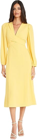 Maggy London Stunning Multi Occasion Twist Empire Waist Midi Women | Long Sleeve Dresses