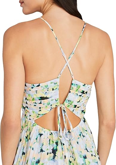 Club Monaco Women's Pleated Tie Back Maxi Dress
