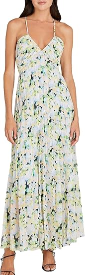 Club Monaco Women's Pleated Tie Back Maxi Dress