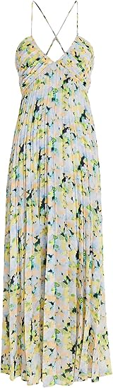Club Monaco Women's Pleated Tie Back Maxi Dress