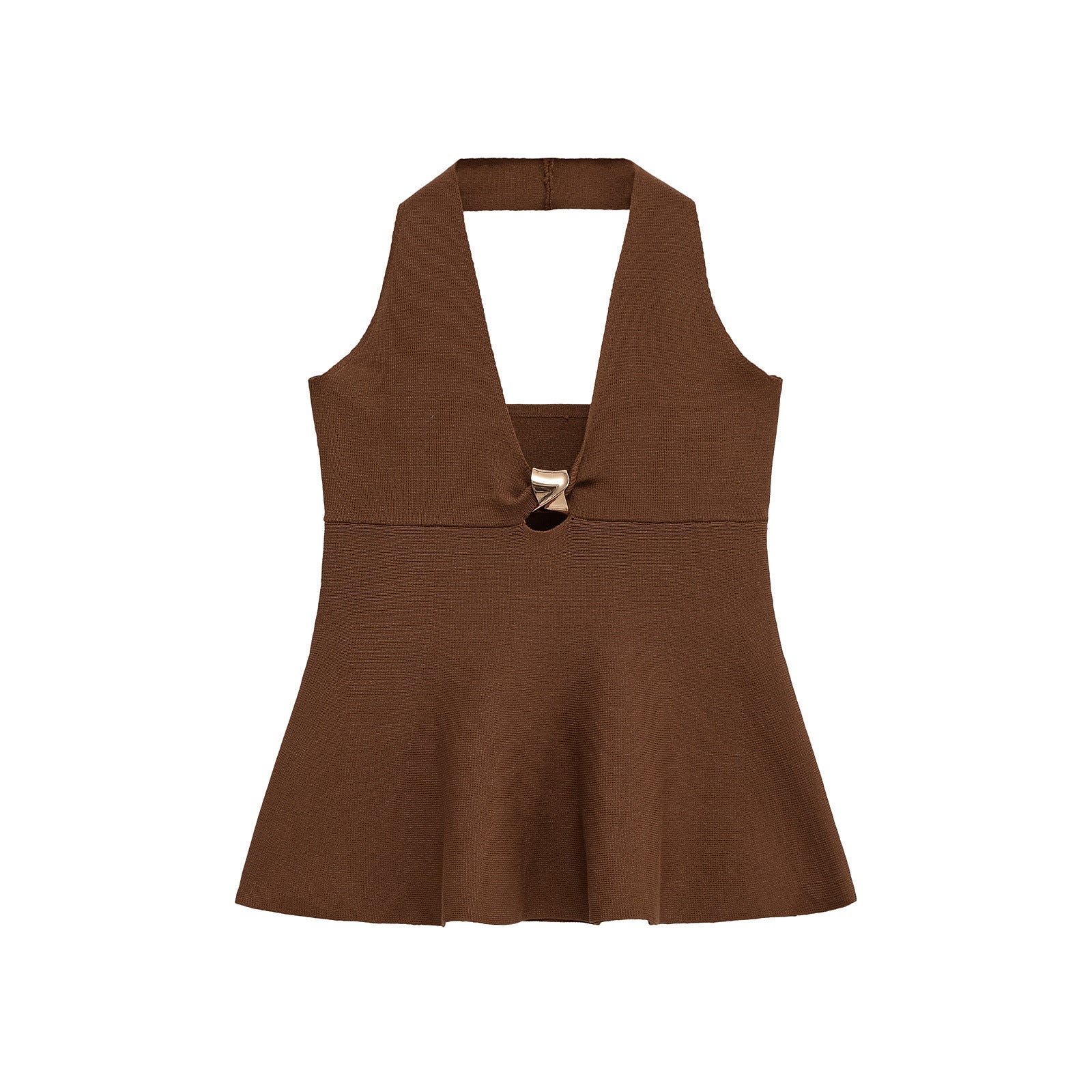 Fashionable slim fit short skirt style hem hanging neck collar camisole top for women